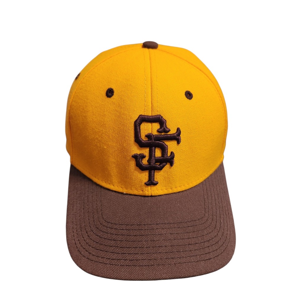 SF Giants‎ Baseball Cap Yellow Brown Embroidered Logo The Game Mens 7 1/8 Fitted